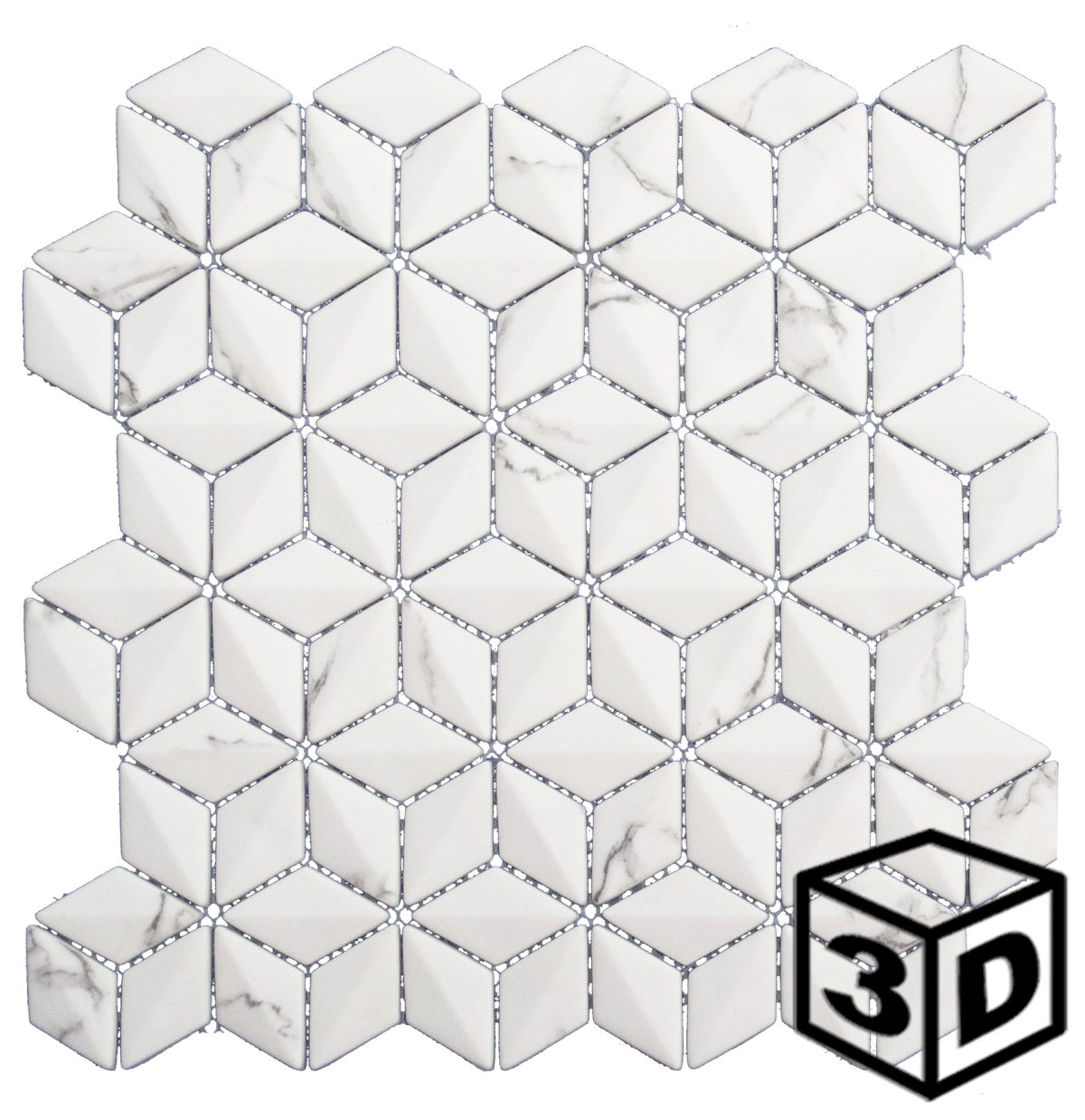 Amora 1" 3D Diamond Recycled Glass Mosaic