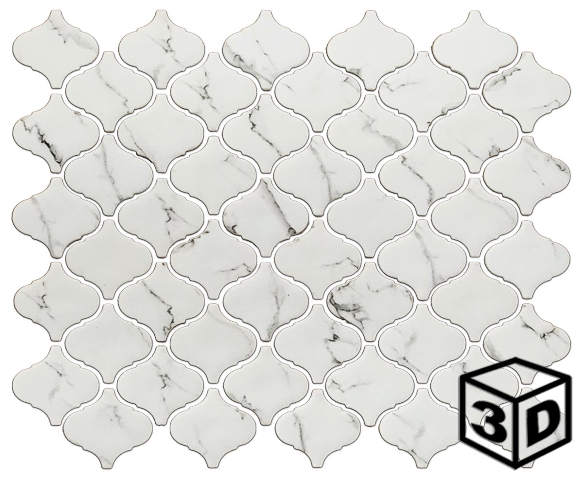 Amora Off-White 2" Lantern Recycled Glass Mosaic