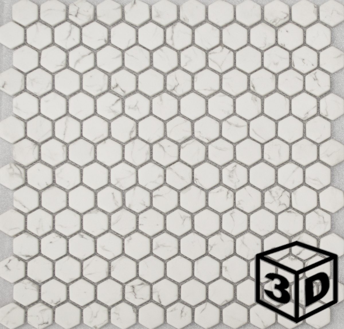 Amora Off-White 1" Hexagon Recycled Glass Mosaic