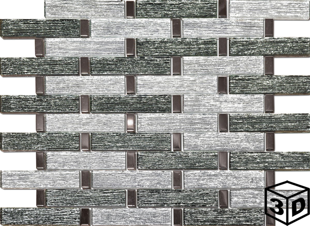 Kapson Nilgiri Glass Brick Blend 1" x 4" Mosaic