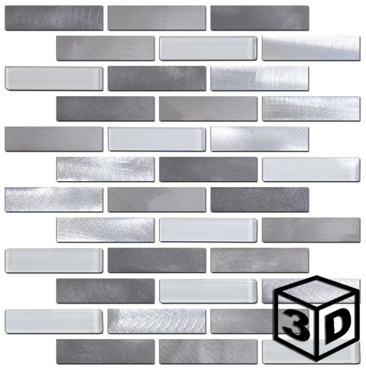 Capellen Glass & Silver Aluminum Brick Pattern