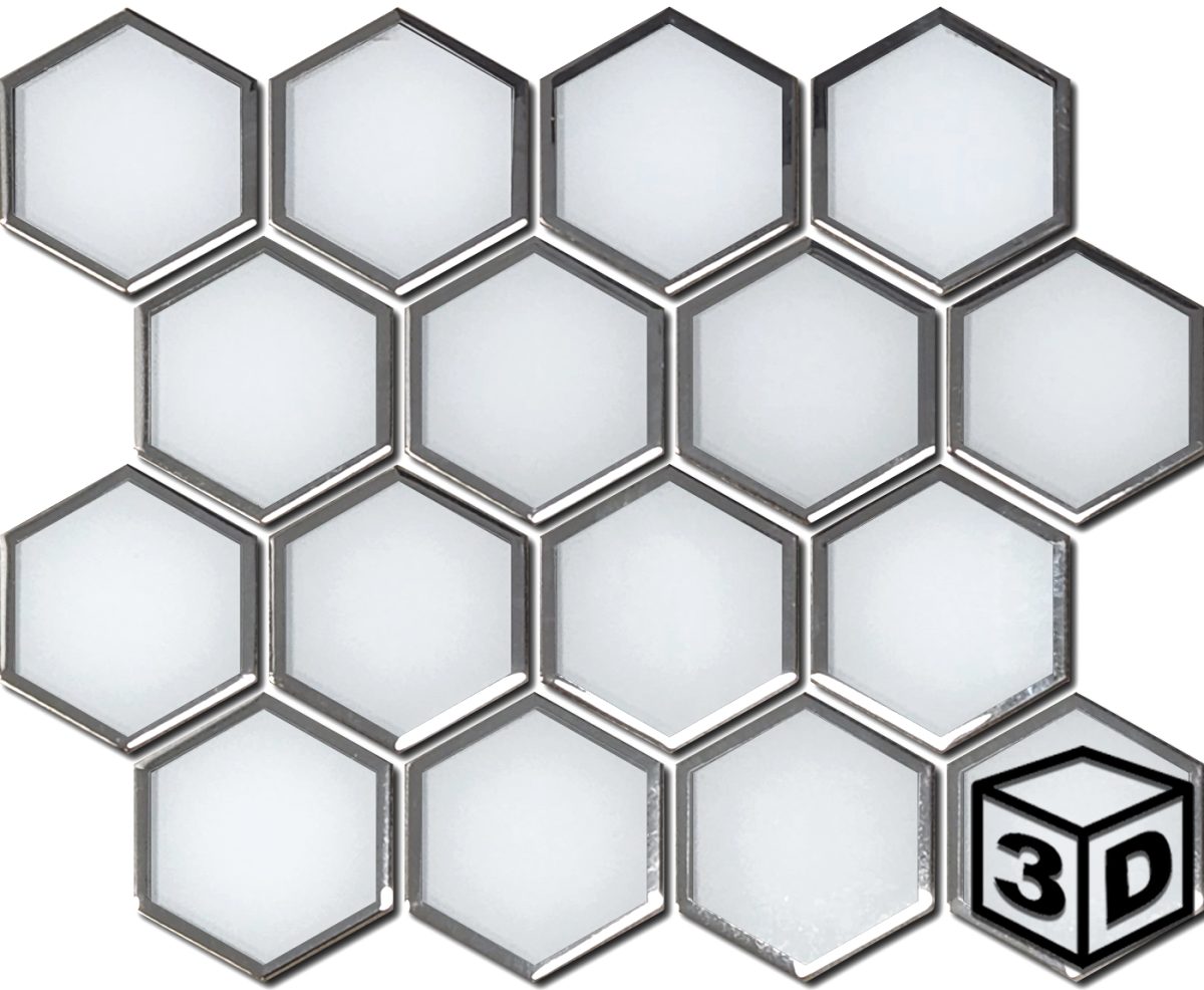 Simplistic 3" Hexagon Glass Mosaic