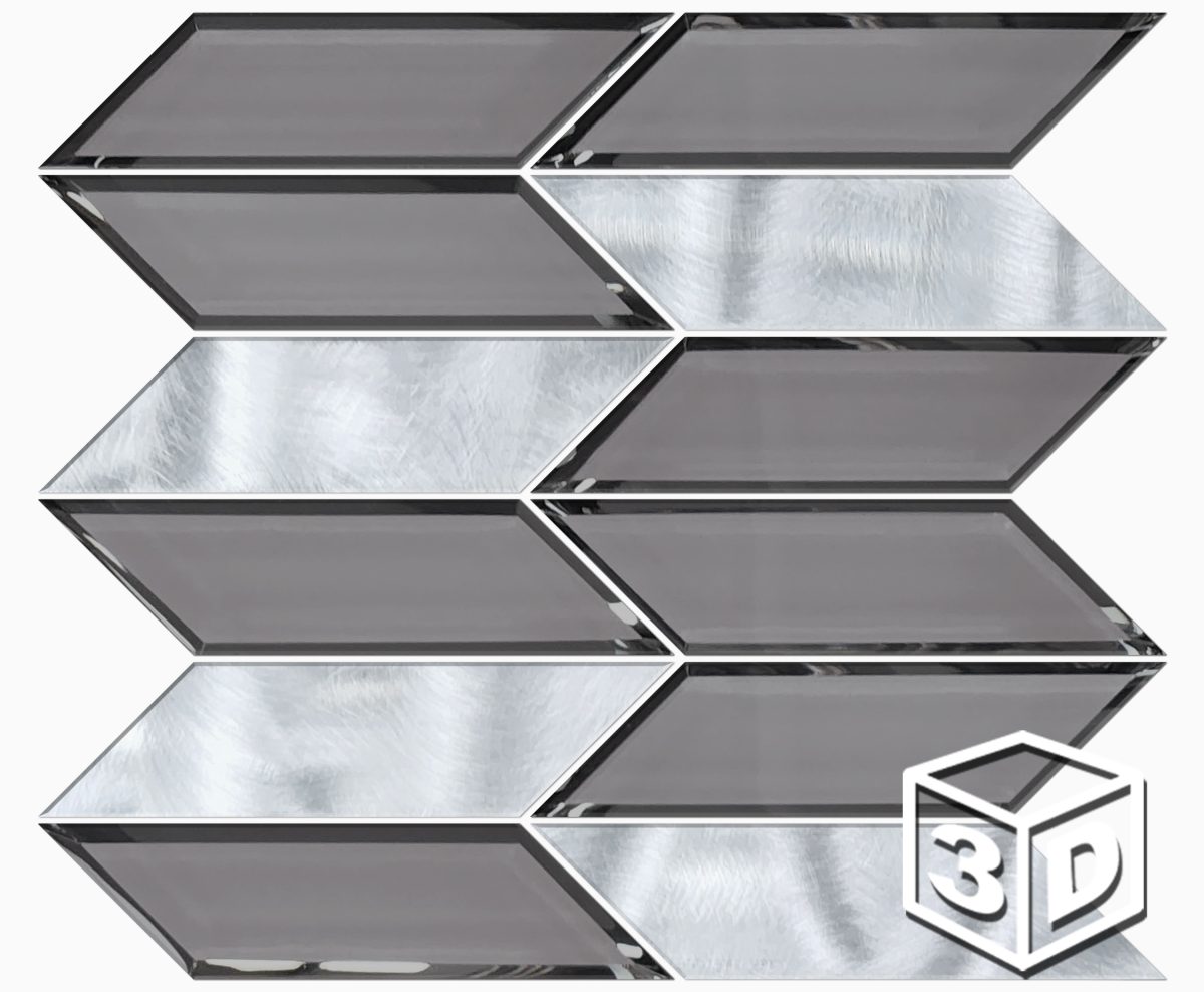 Harlow Light Grey Glass & Aluminum Mosaic