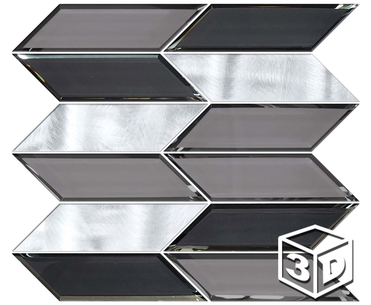 Harlow Light Grey/Charcoal Glass & Aluminum Mosaic