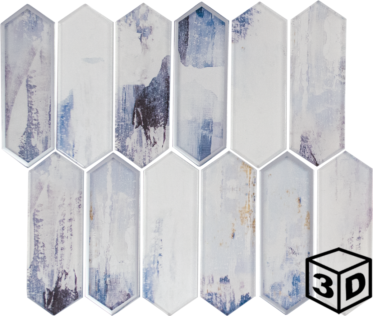 Madrid Abstract Art 2" x 4.5" Picket Glass Mosaic