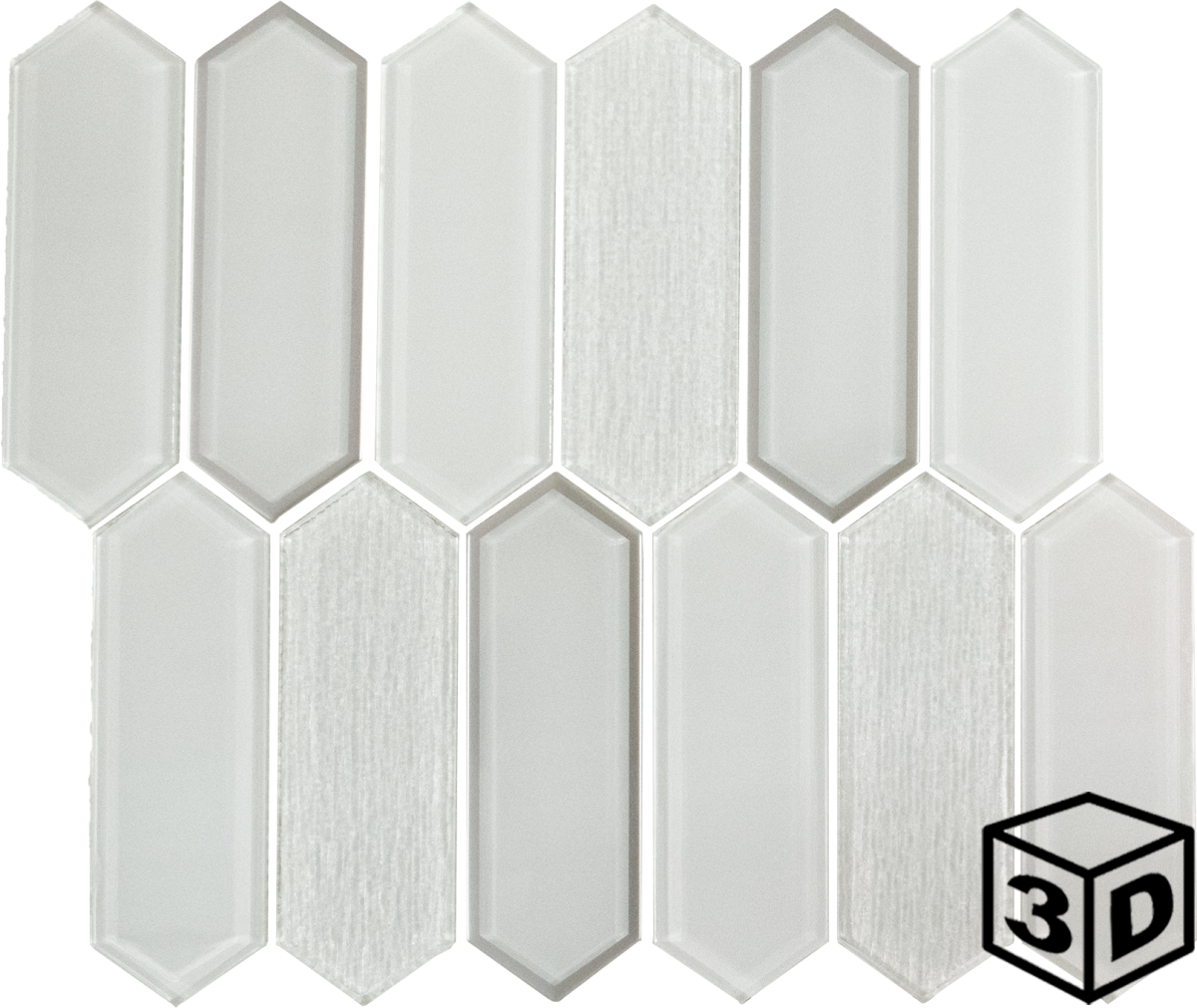 Chaillot Blanc 2" x 4.5" Picket Glass Mosaic