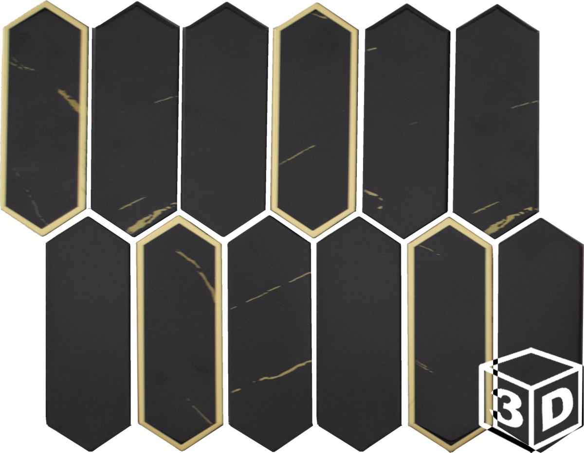 Chaillot Noir 2" x 4.5" Picket Glass Mosaic