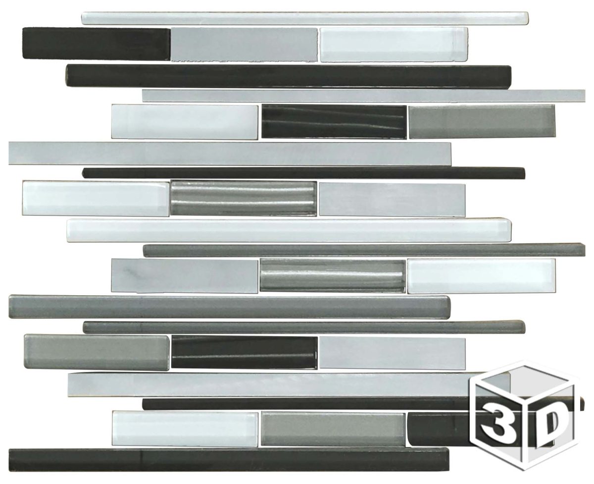 Mecca Grey/White Glass & Aluminum Irregular Mosaic