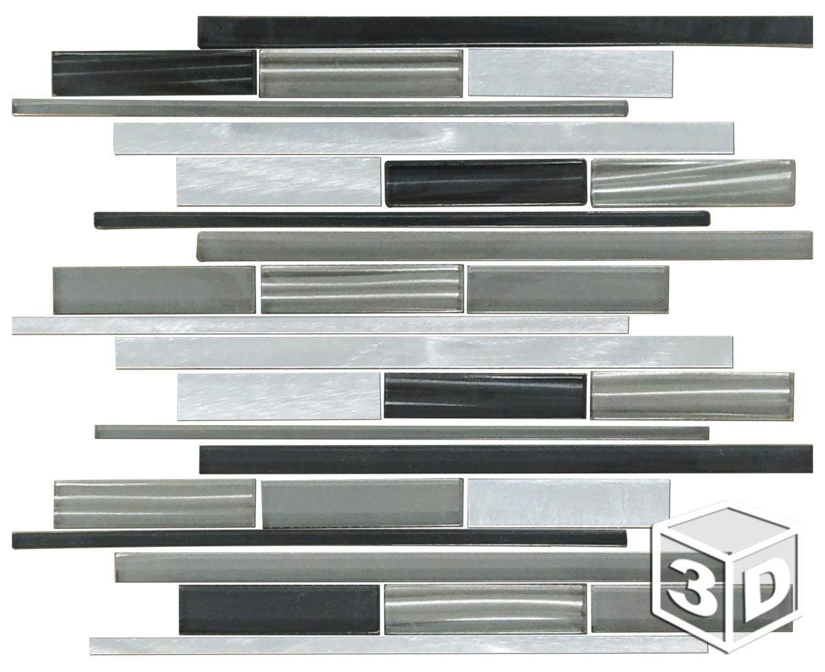 Mecca Grey/Carbon Glass & Aluminum Irregular Mosaic