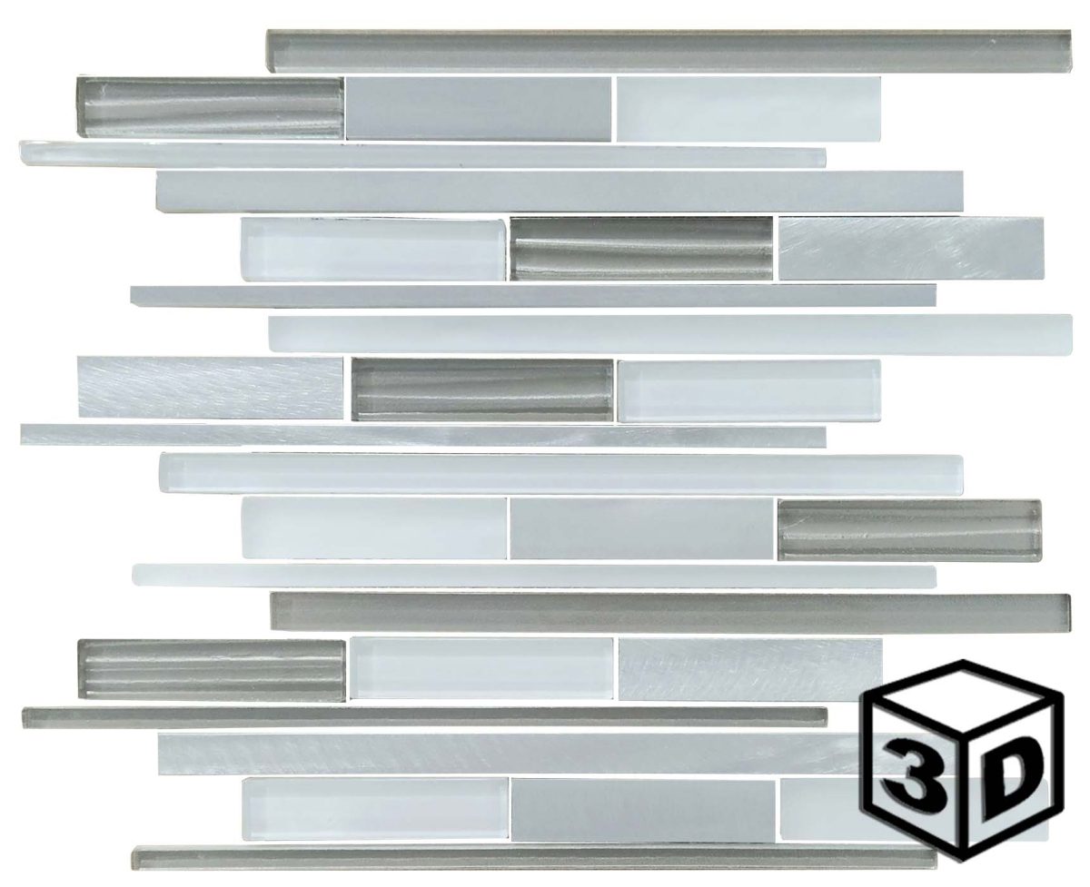 Mecca Silver/White Glass & Aluminum Irregular Mosaic