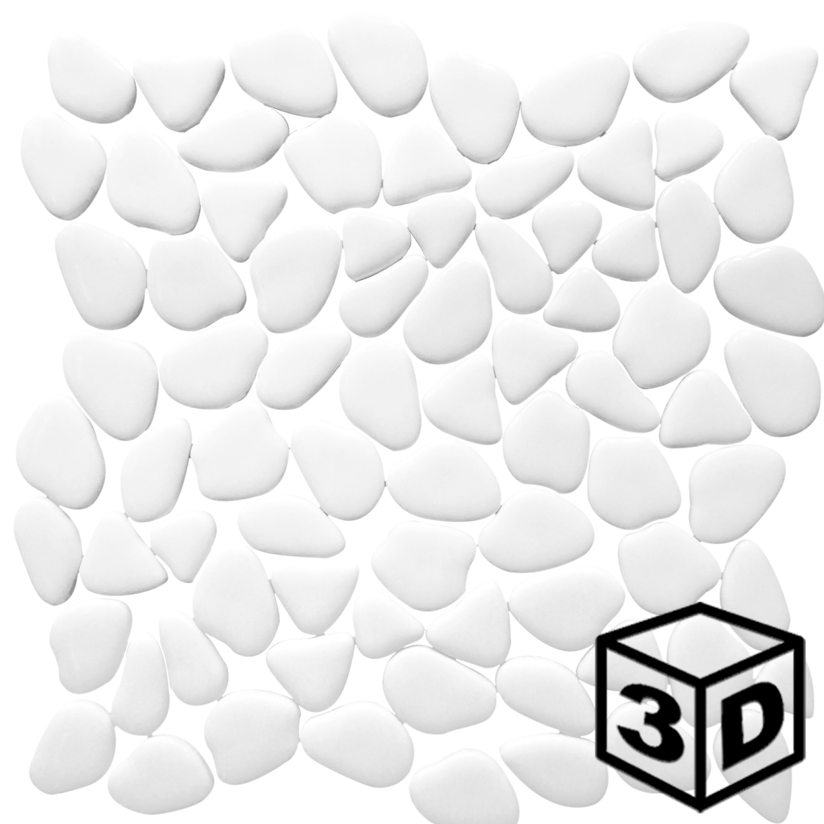 Riverbed Snow White Glossy Pebble