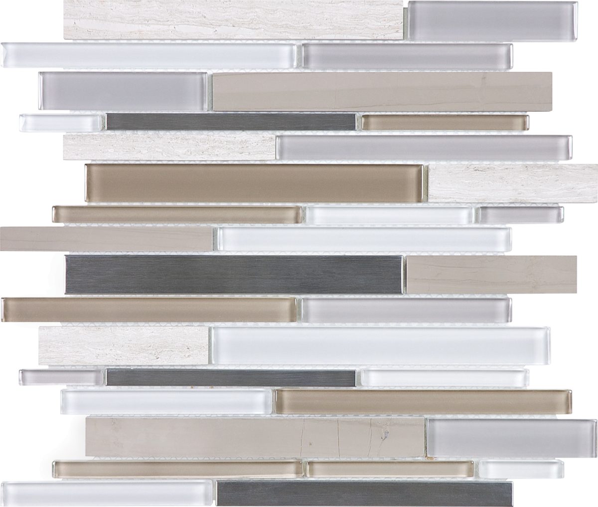 Twilight Mist Glass Stone Stainless Linear Blend Mosaics