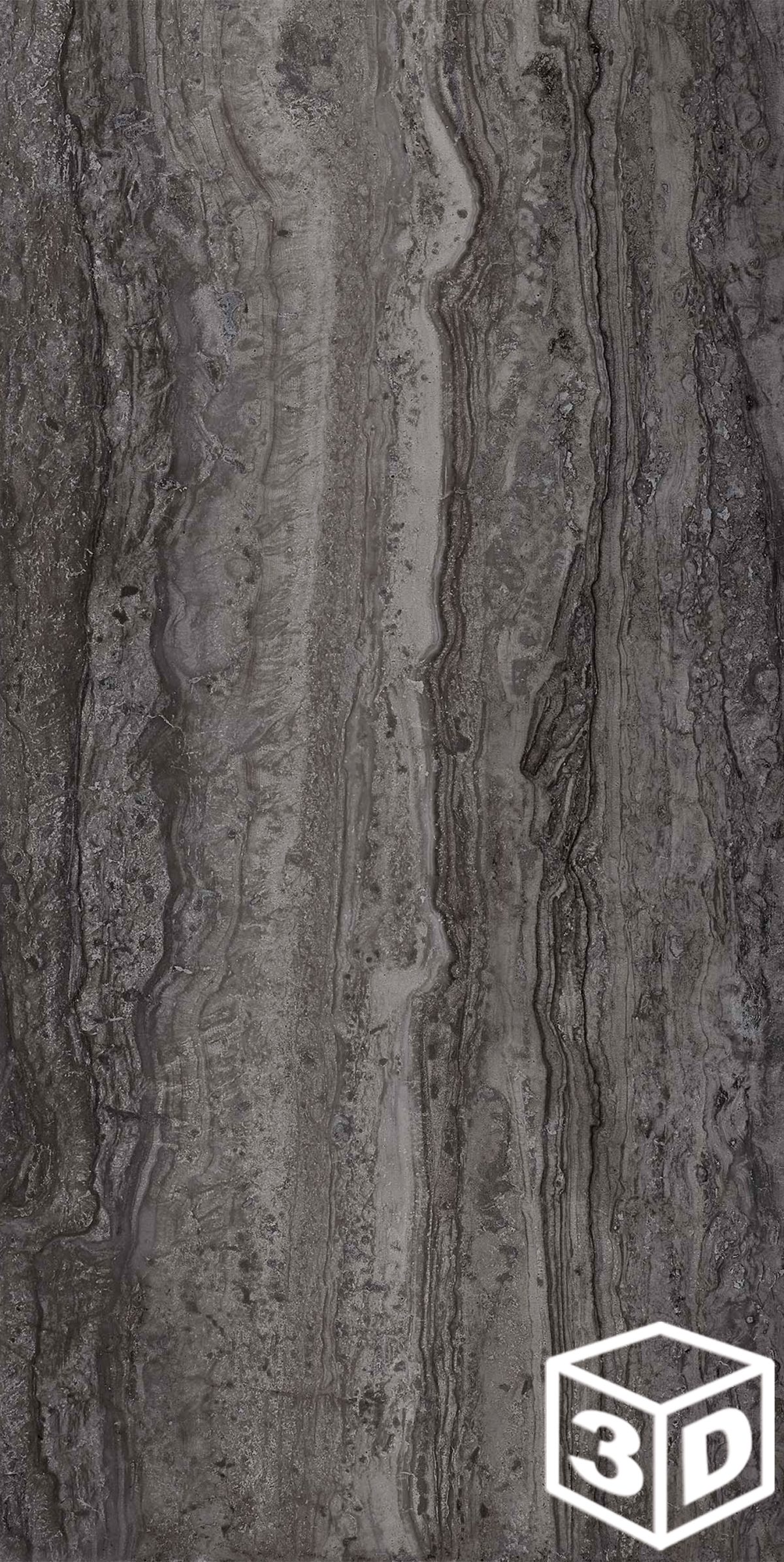 Memento Travertino Black Rectified Plus+ 23.25" x 46.5" Polished