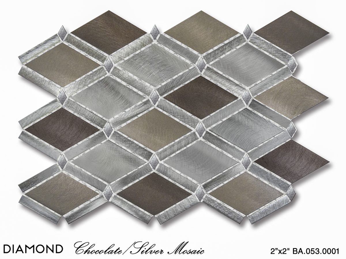 Aluminum 2.2" Diamond Chocolate/Silver Mosaic