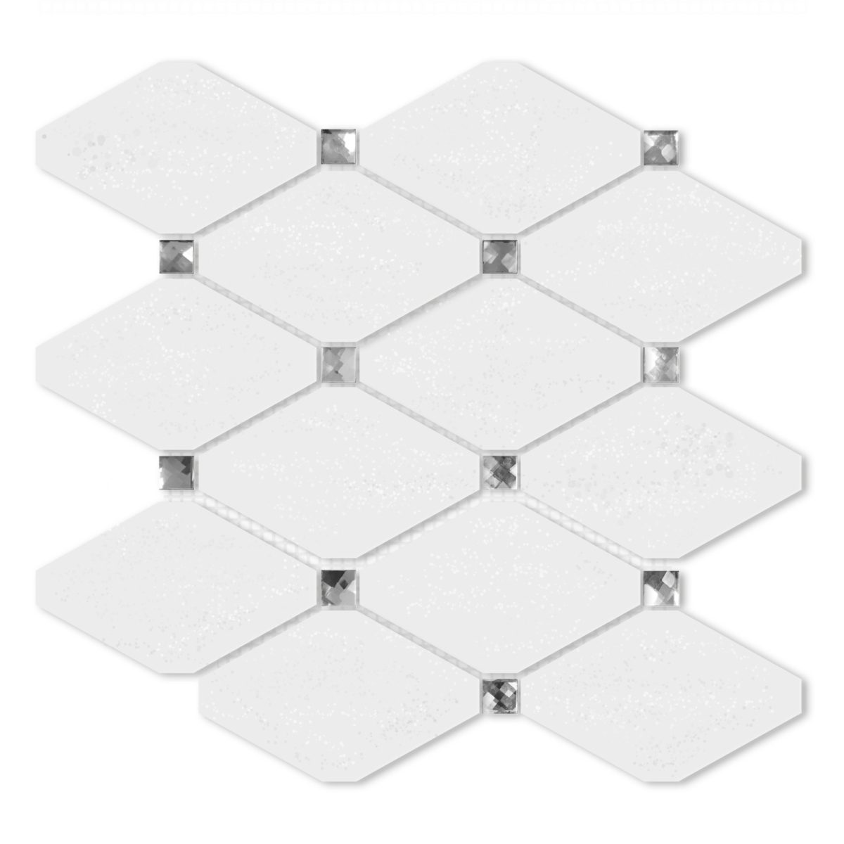 Crystal White Marble Diamond Glass Mix