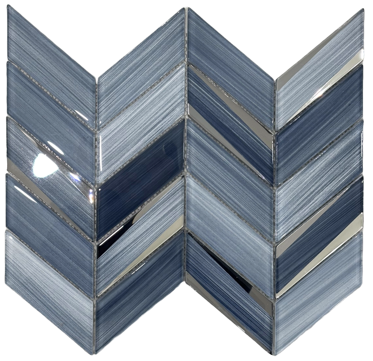 Brush Strokes Blueprint 2" x 4" Glass Chevron