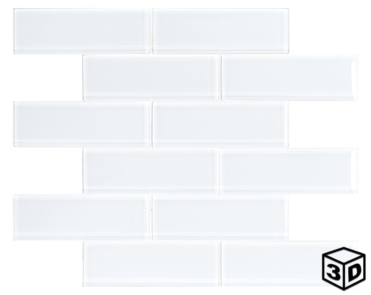 Nova Super White Glass 2" x 6" Mosaic