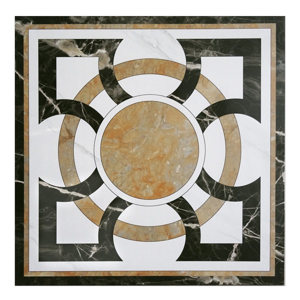 Golden Sunrise Emperador  31.5" x 31.5" Polished  Medallion