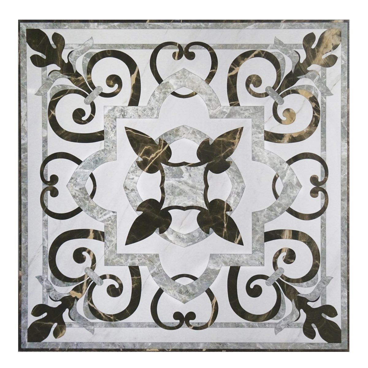 Renaissance Emperador  Carrara 31.5" x 31.5" Polished  Medallion
