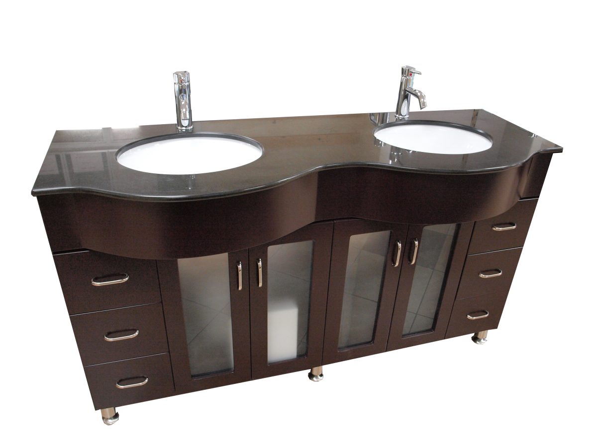 63" Dark Brown MDF Cabinet (Two Mirrors: VM.102.3224)