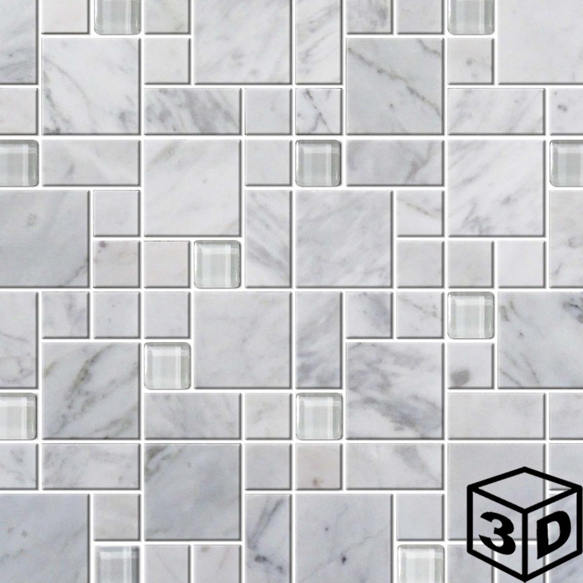 Carrara Bianco Marble & Glass Magic Pattern