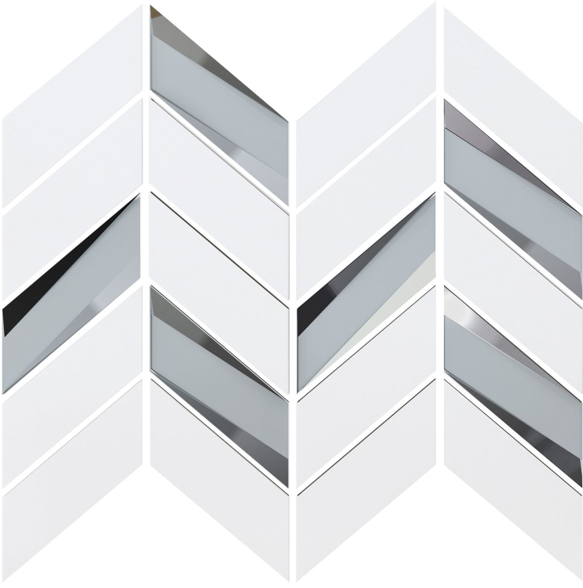 Empire Crystal White Marble 2" x 4.25" Bevelled Glass Chevron