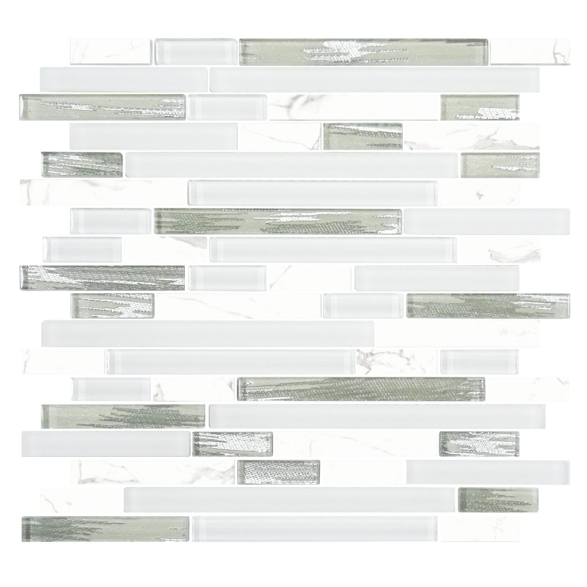 Splendid Glass & Volakas Marble Irregular Mosaic