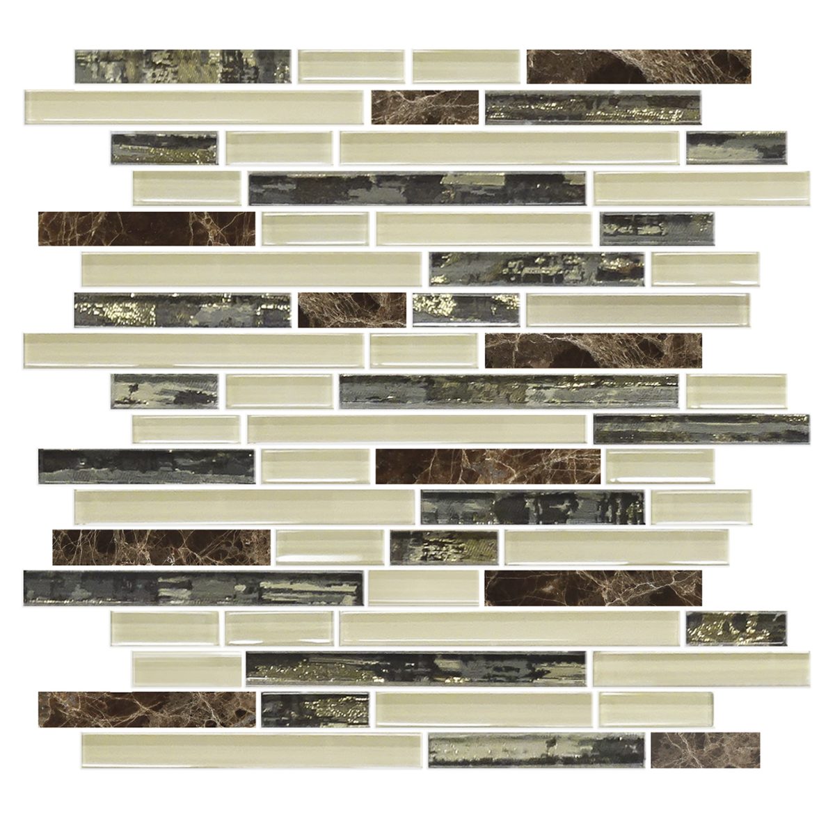 Splendid Glass & Emperador Marble Irregular Mosaic
