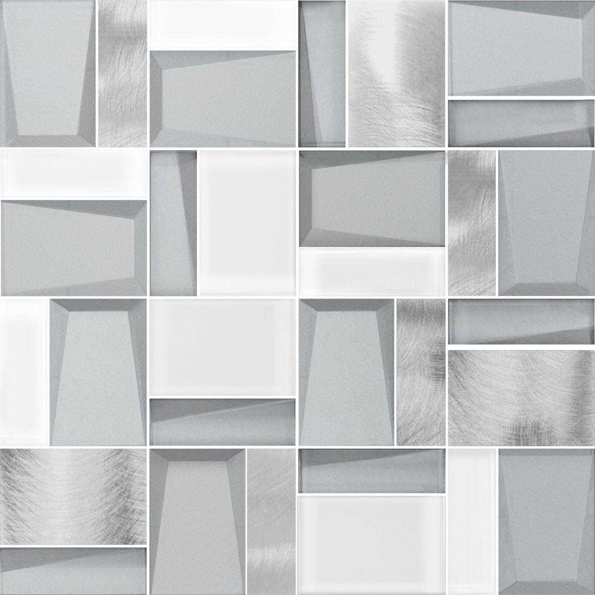 Cypress Light Glass & Aluminum Block Pattern Mosaic
