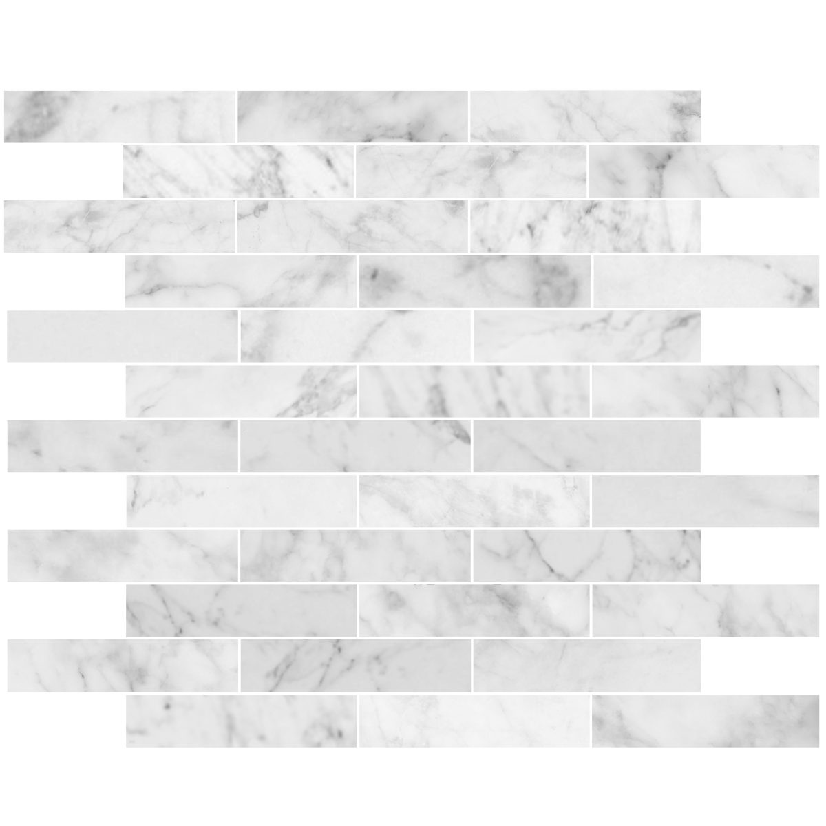 Carrara Bianco Marble Brick 1" x 4" Mosaic