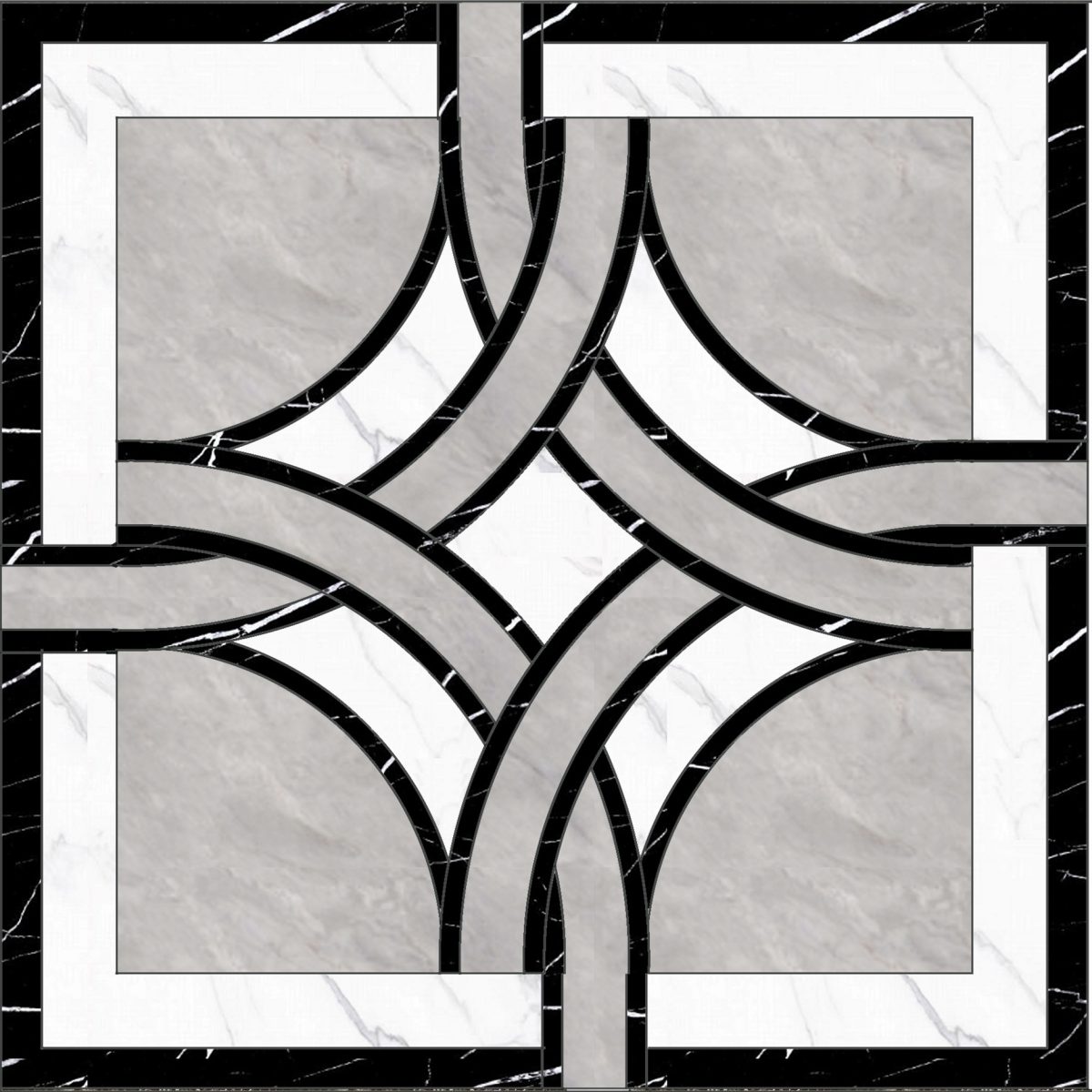 Rivera Marquina 32" x 32" Waterjet Porcelain Medallion