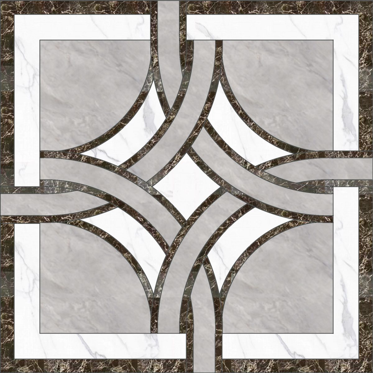 Rivera Emperador 24" x 24" Waterjet Porcelain Medallion