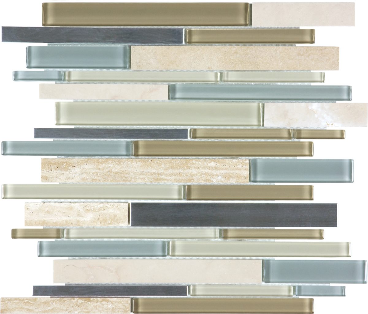 Sea Coast Glass Stone Stainless Linear Blend Mosaics
