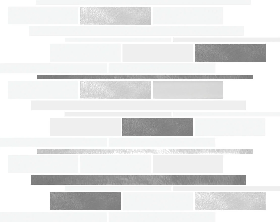 Mecca White Glass & Silver/Black Aluminum Irregular Mosaic