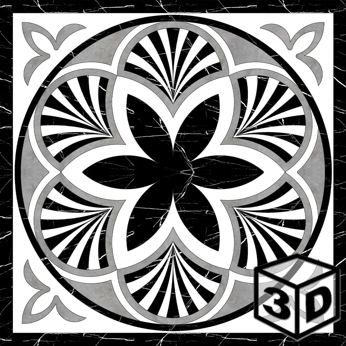 Gatsby 32" x 32" Waterjet Porcelain Medallion