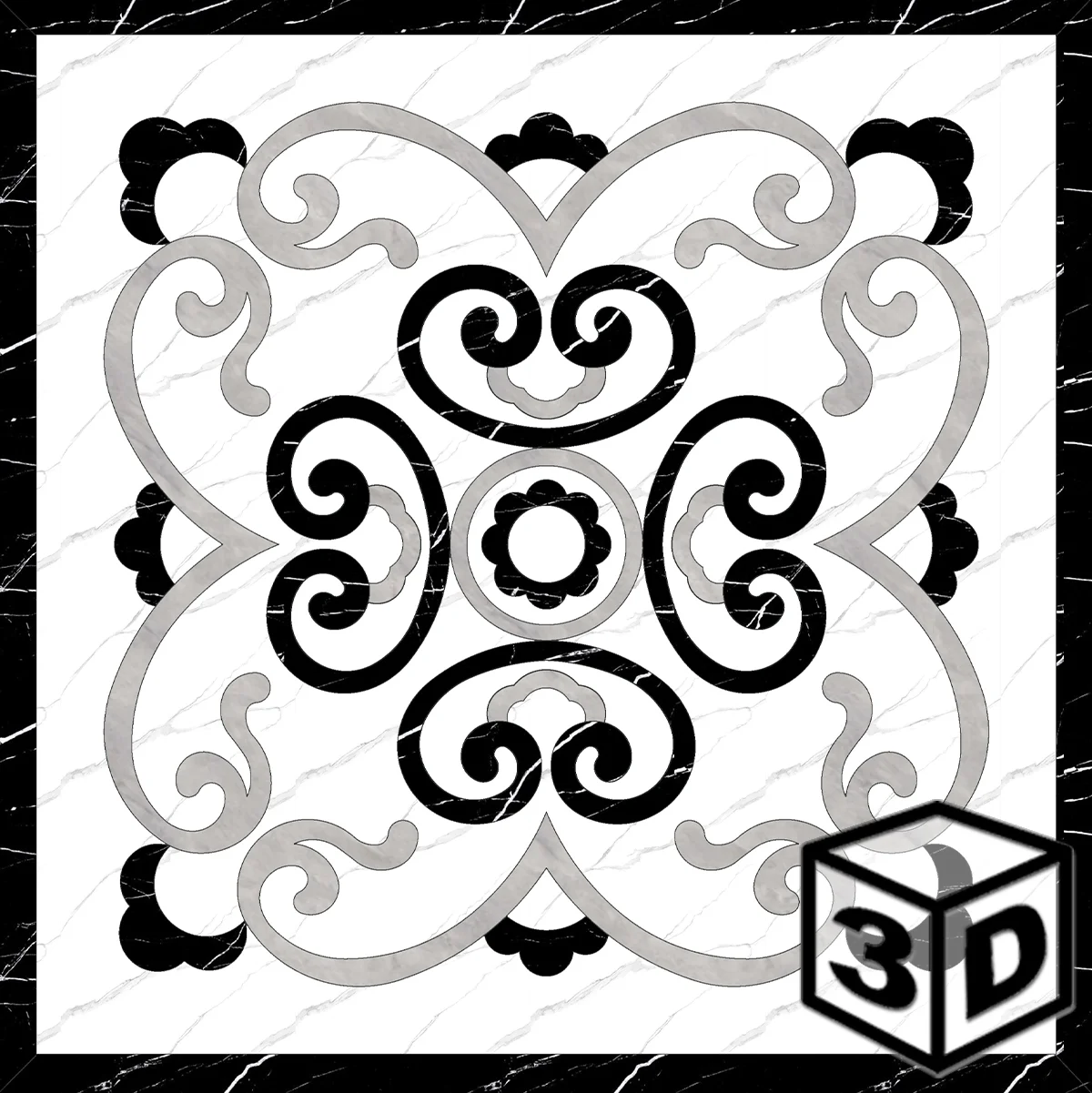 Cloud Nine 36" x 36" Waterjet Porcelain Medallion