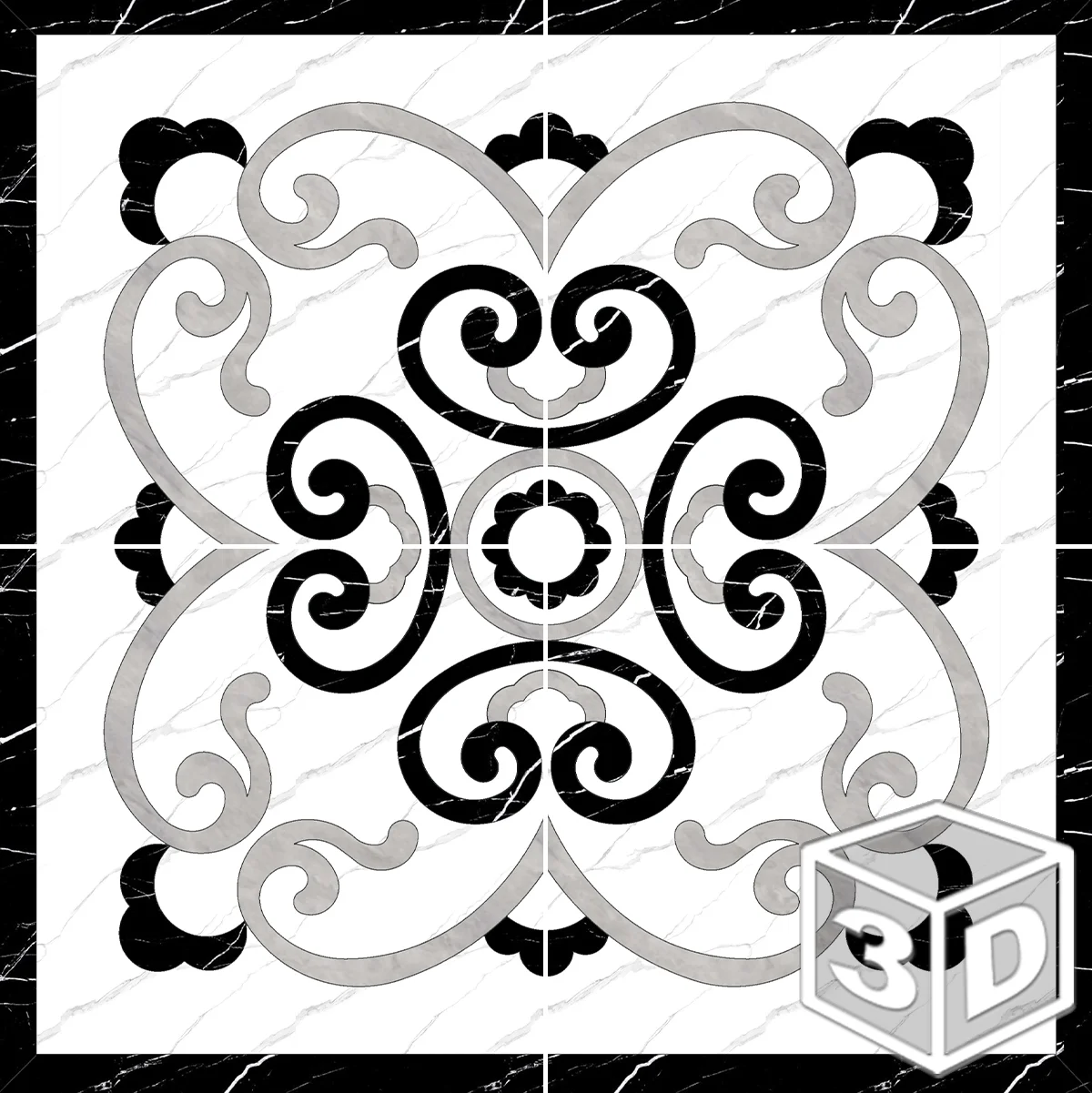Cloud Nine 48" x 48" Waterjet Porcelain Medallion