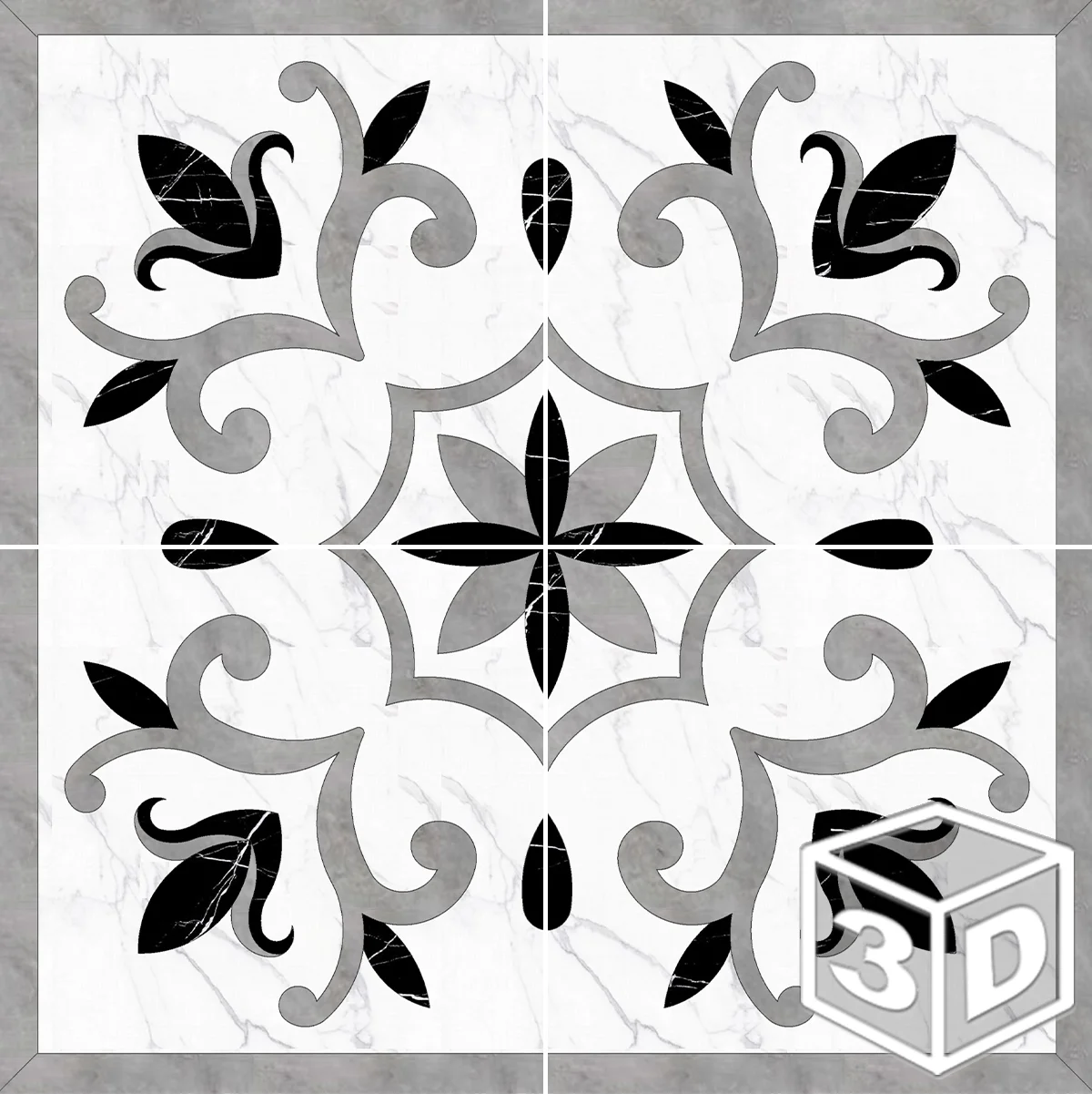 Terrace 48" x 48" Waterjet Porcelain Medallion