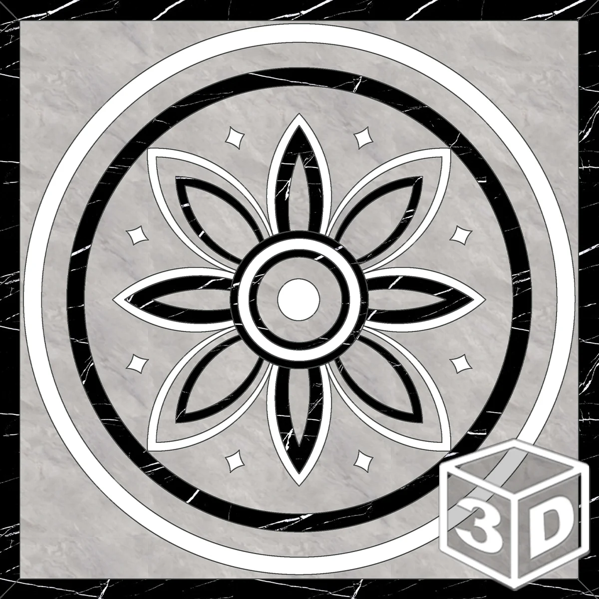 Luminary 32" x 32" Waterjet Porcelain Medallion