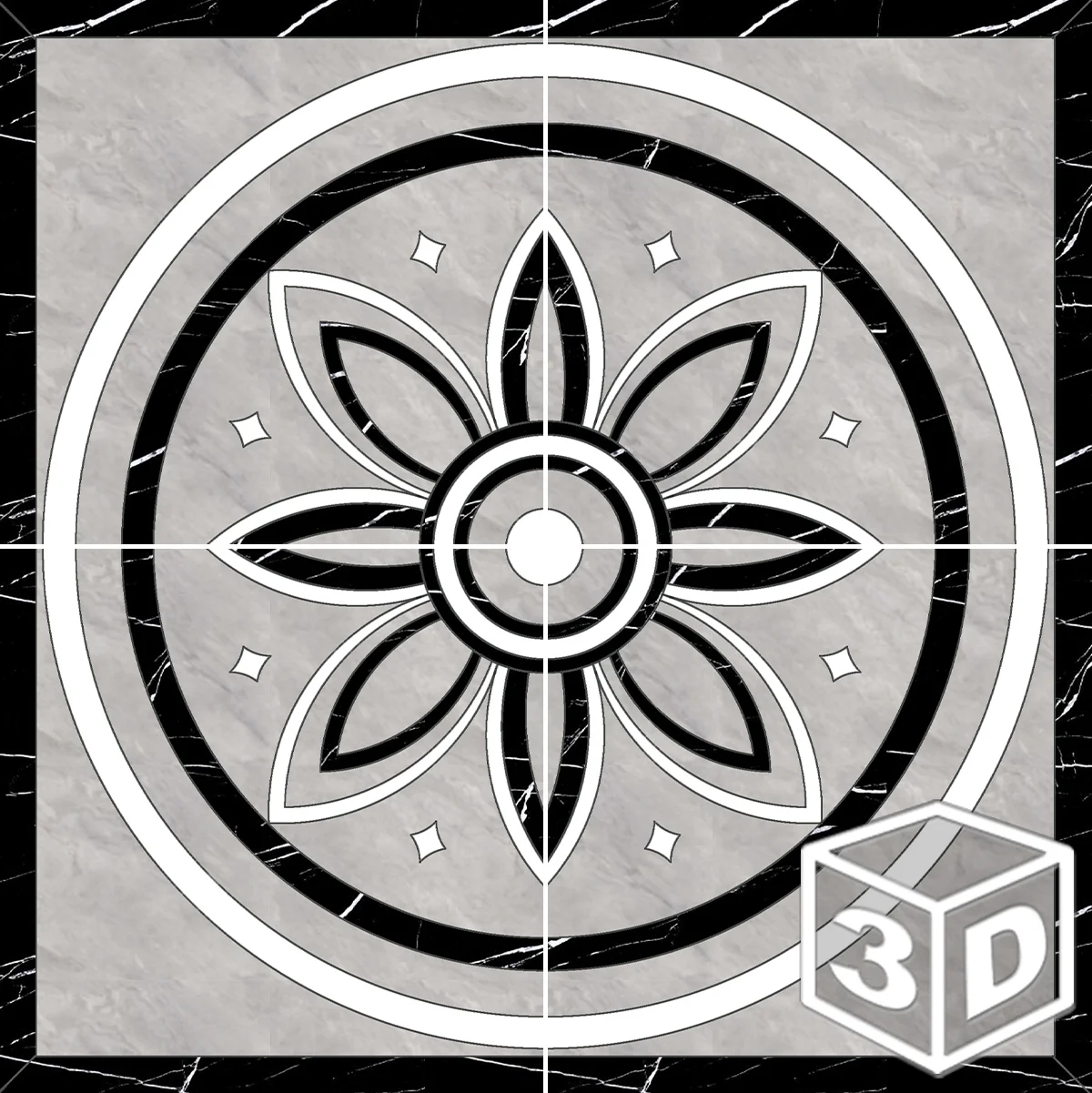 Luminary 48" x 48" Waterjet Porcelain Medallion