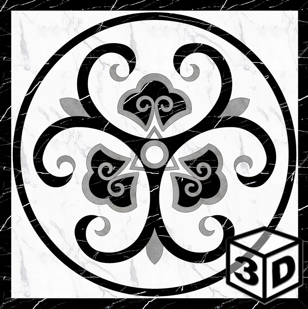 Swirl 32" x 32" Waterjet Porcelain Medallion