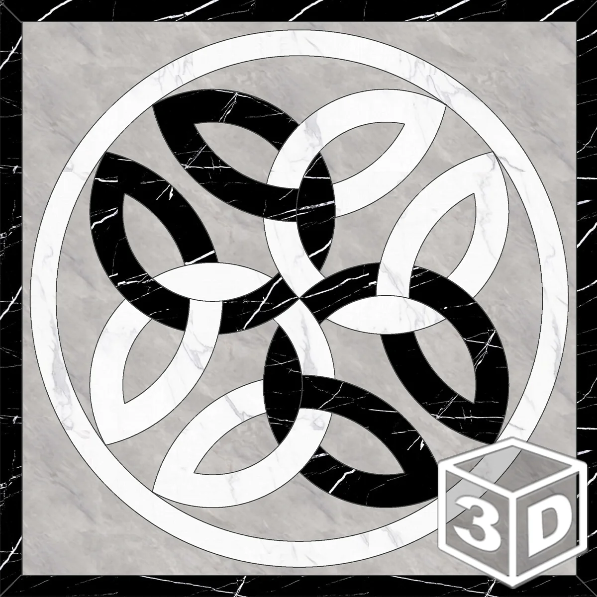 Triquetra 32" x 32" Waterjet Porcelain Medallion