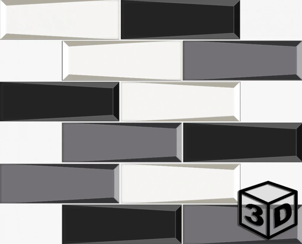Grey Scheme 2" x 6" 3D Glass Mosaic