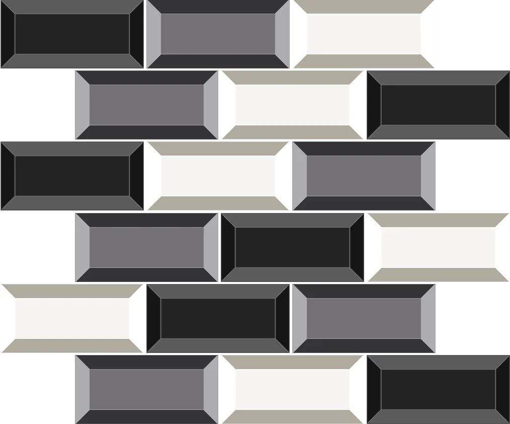 Grey Scheme 2" x 4" 3D Glass Mosaic