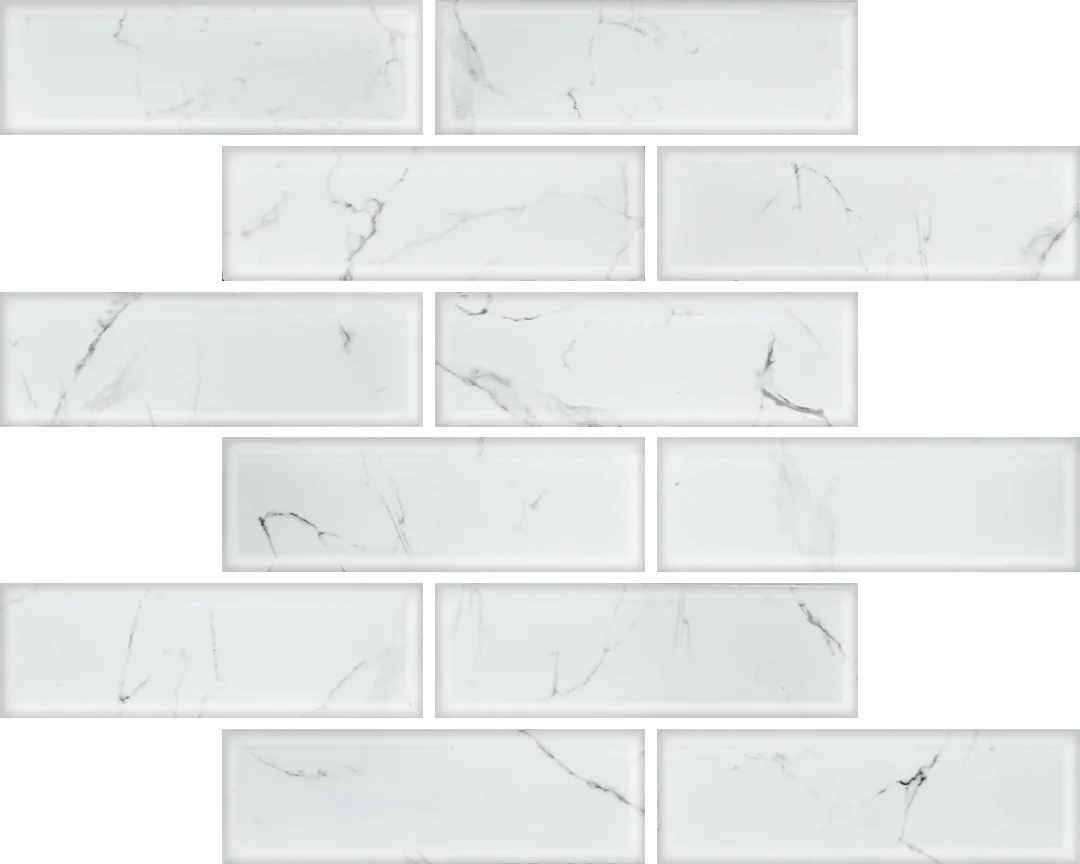 Adorned Calacatta Glass Brick 2" x 6" Mosaic