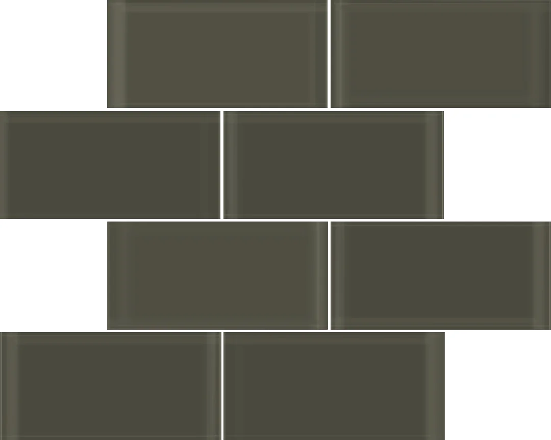 Nova Dark Olive Glass Tile 3" x 6"